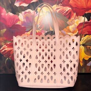 NWOT Blush pink filigree tote bag faux leather